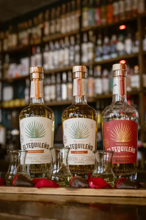Tequileño bottles at the bar